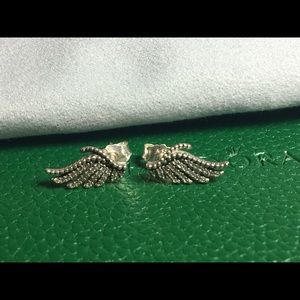 Pandora Majestic Feathers Stud Earrings, Clear CZ